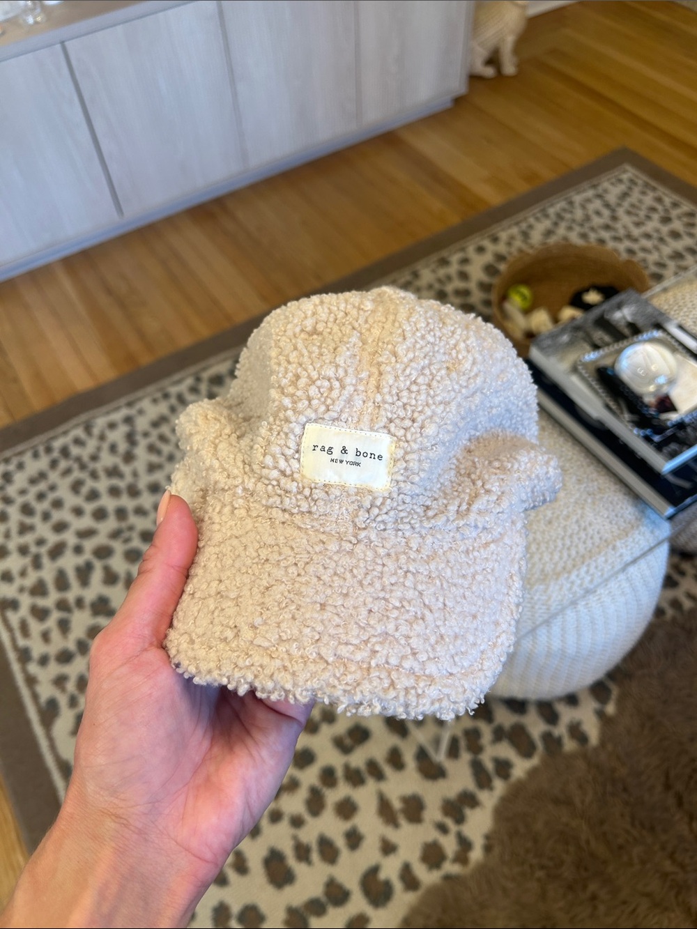 rag & bone Women's Beige Sherpa Baseball Cap